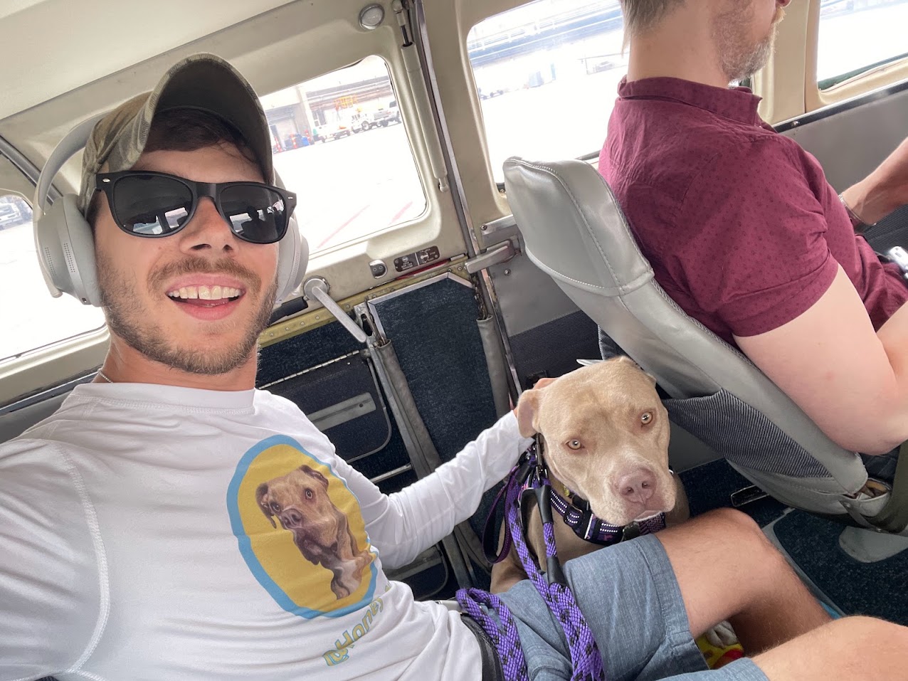 Stefan and Honey in a small aircraft